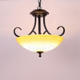 3 lys land rustik pendel med glasskærm