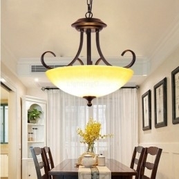 3 lys land rustik pendel med glasskærm