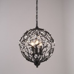 3 Light Vintage Retro Globe Crystal Pendel Light