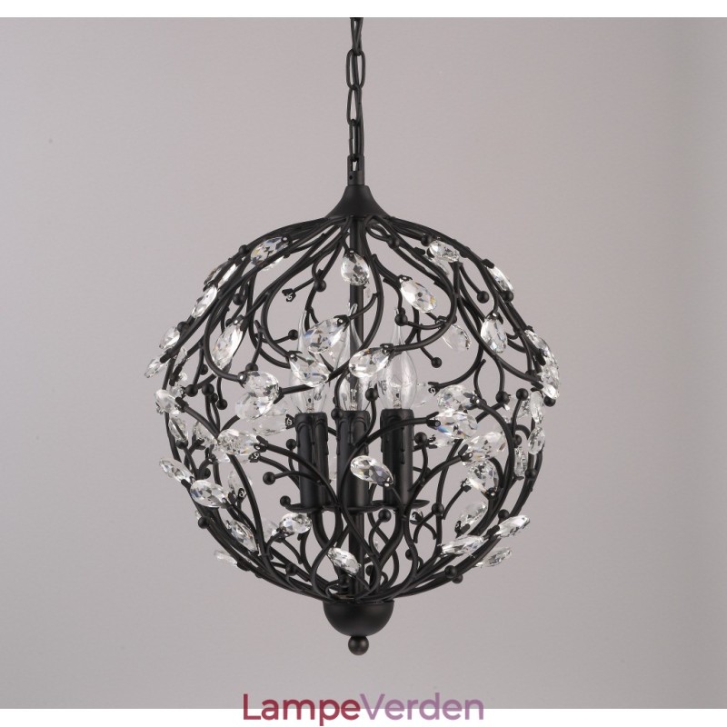 3 Light Vintage Retro Globe Crystal Pendel Light