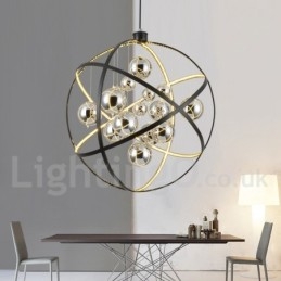 Diameter 50CM 80CM Vintage Globe Lysekrone Rusty Color Pendel Light