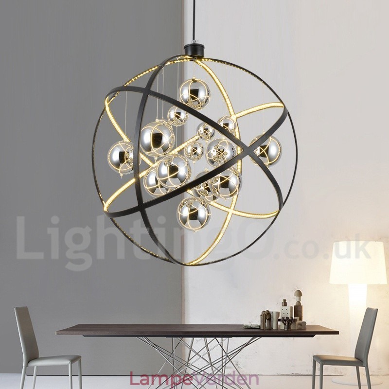 Diameter 50CM 80CM Vintage Globe Lysekrone Rusty Color Pendel Light