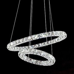 Crystal Pendel Lighting Moderne 2 Ringe Tre Sider K9 Krystal Indendørs Loftslamper Lampearmaturer