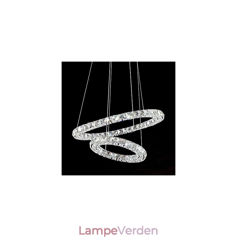Crystal Pendel Lighting Moderne 2 Ringe Tre Sider K9 Krystal Indendørs Loftslamper Lampearmaturer