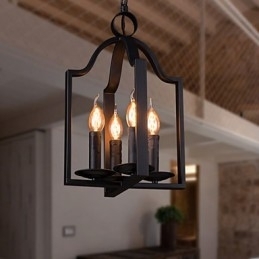 4 Light Vintage Minimalistisk Iron Painting Pendel Light