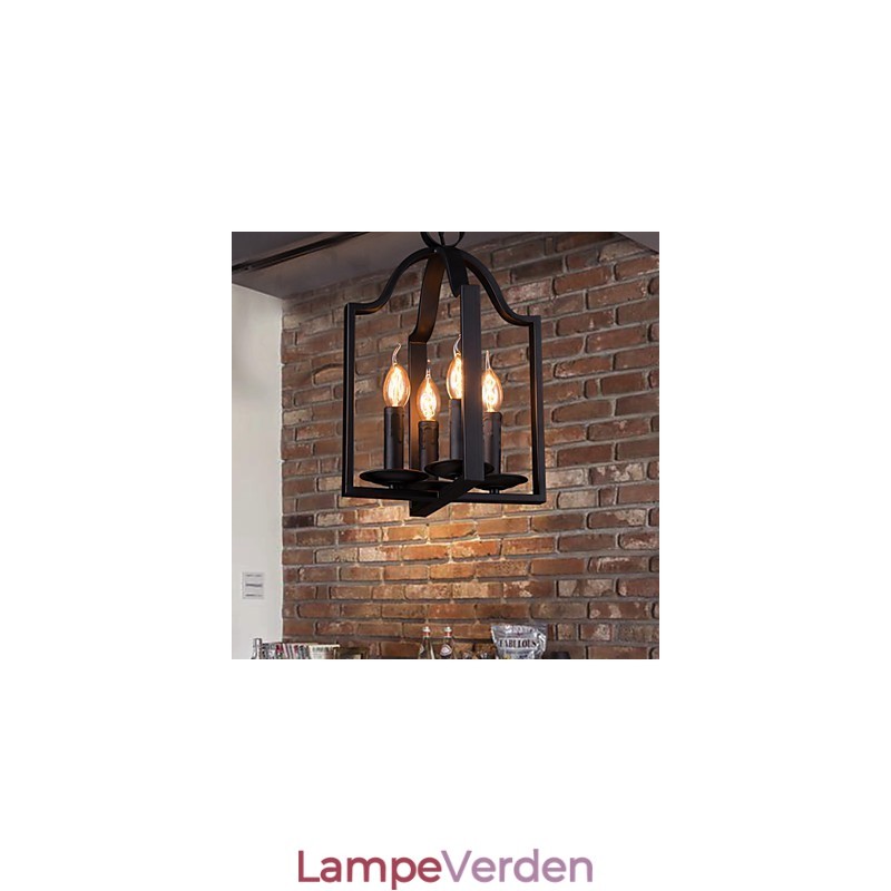 4 Light Vintage Minimalistisk Iron Painting Pendel Light