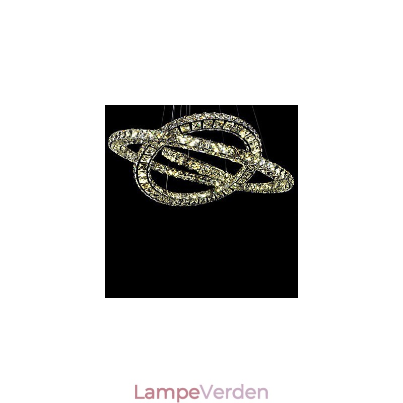 Crystal Pendel Lighting Moderne 2 Ringe Tre Sider K9 Krystal Indendørs Loftslamper Lampearmaturer