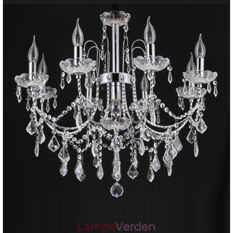 Elegant krystal lysekrone med 9 lys
