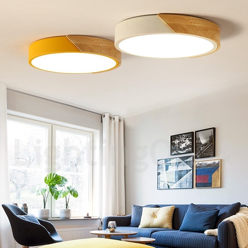 Moderne moderne stål træ belysning loftslampe