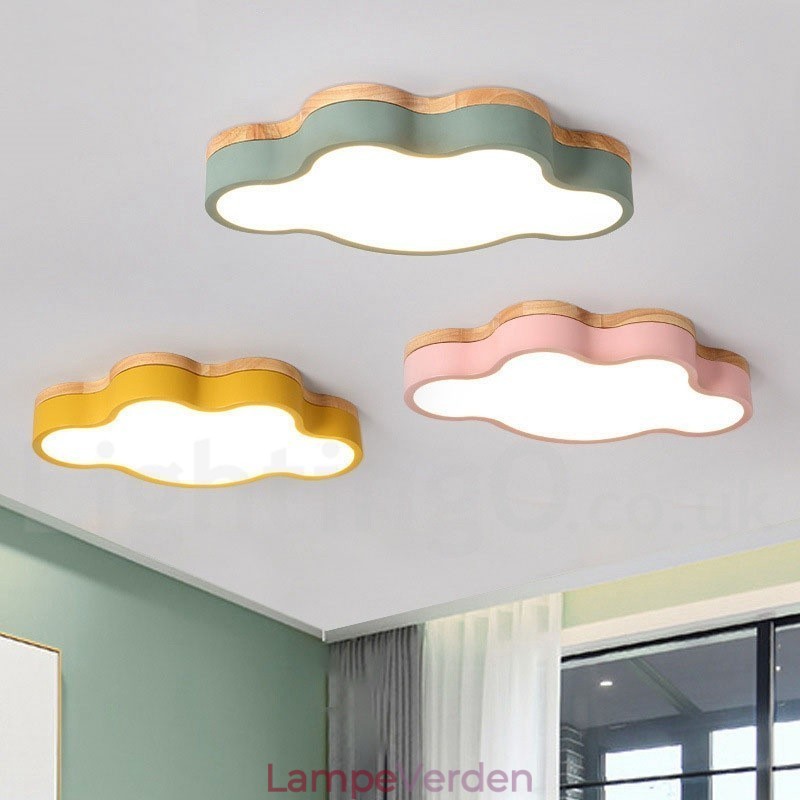 Macaron Multicolor Moderne Moderne Steel Flush Wood Light Loftslys
