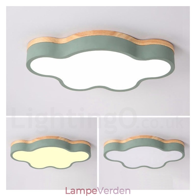 Macaron Multicolor Moderne Moderne Steel Flush Wood Light Loftslys