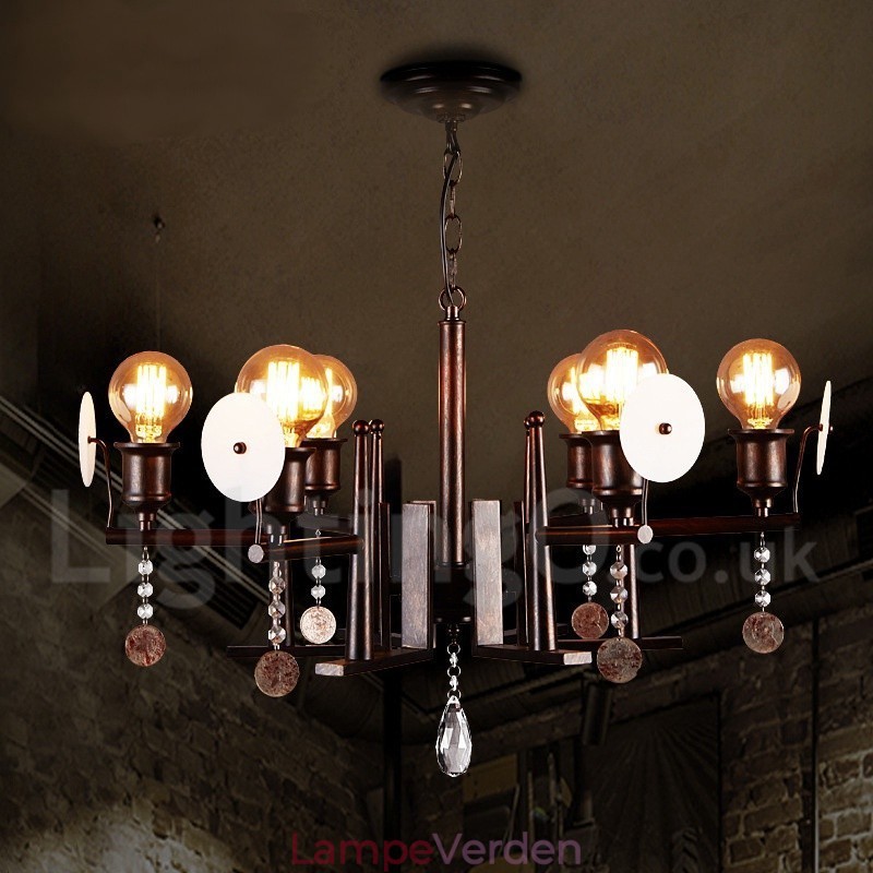 Industriel stil stål akryl krystal belysning butik pendel lysekrone lys