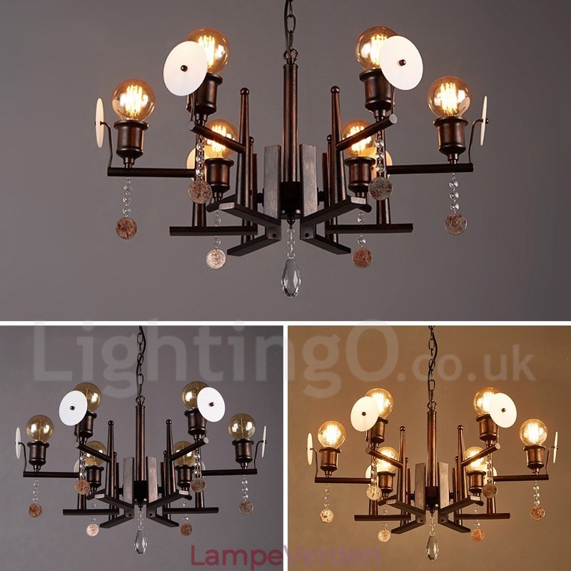 Industriel stil stål akryl krystal belysning butik pendel lysekrone lys