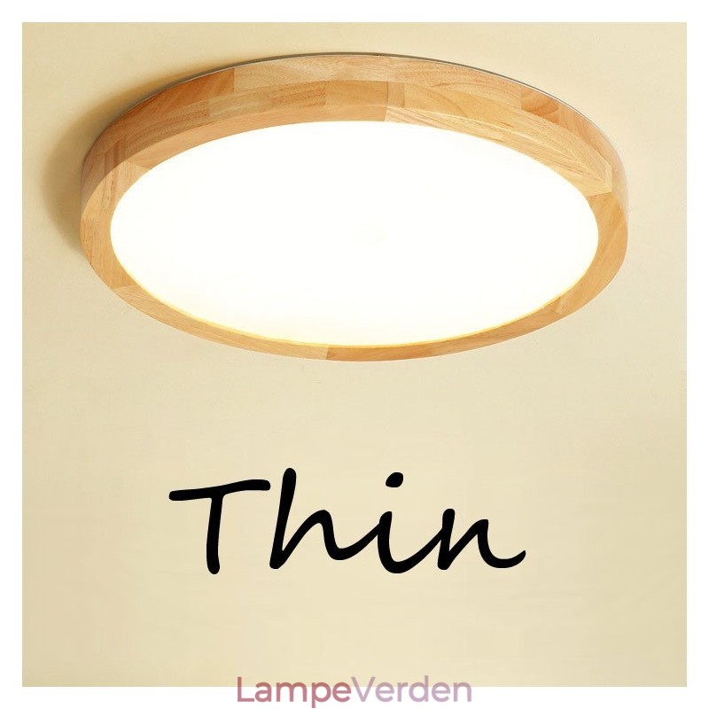 Ultra tynd Rund Træ Loftslampe Massiv Træ Akryl Loftslampe Nordic Lights