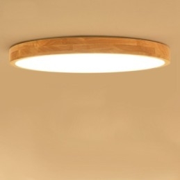 Ultra tynd Rund Træ Loftslampe Massiv Træ Akryl Loftslampe Nordic Lights