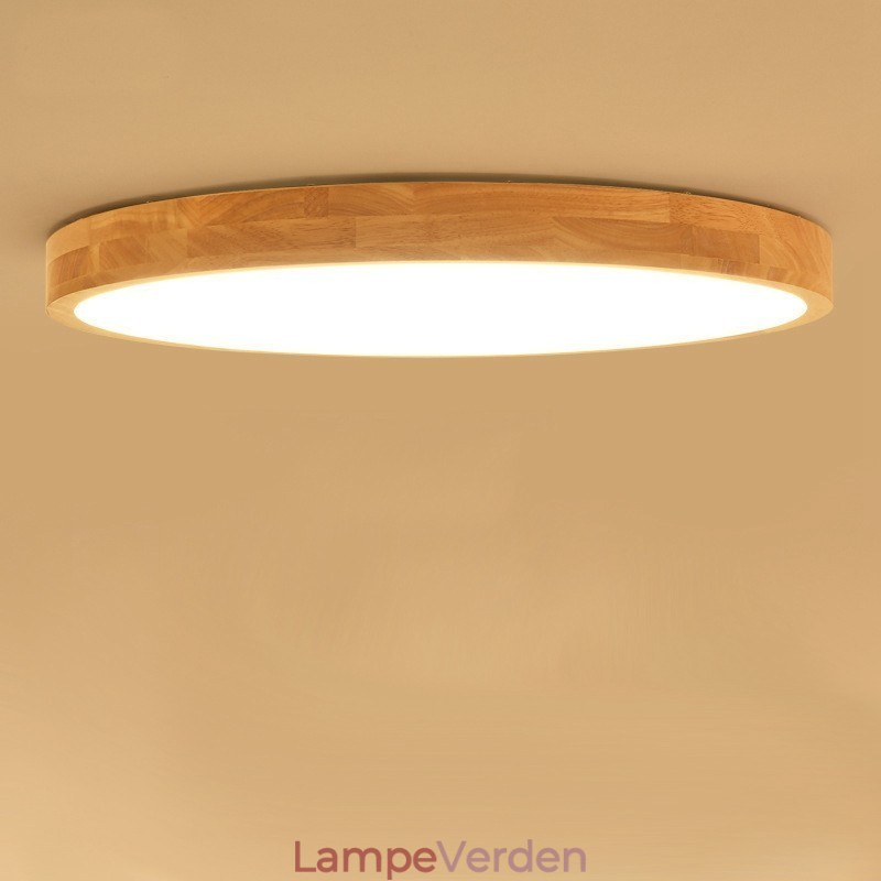 Ultra tynd Rund Træ Loftslampe Massiv Træ Akryl Loftslampe Nordic Lights