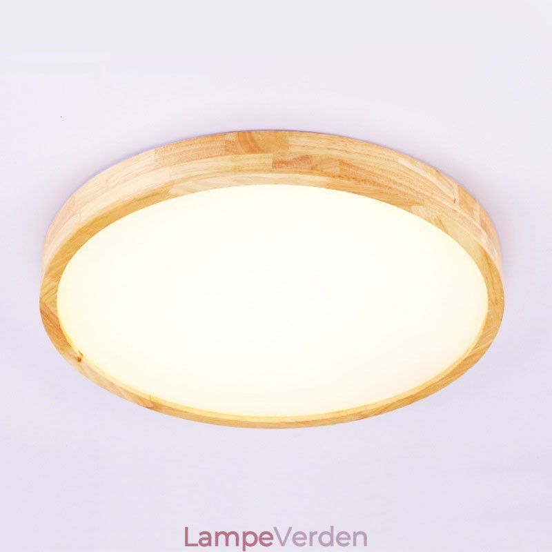 Ultra tynd Rund Træ Loftslampe Massiv Træ Akryl Loftslampe Nordic Lights