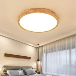 Ultra tynd Rund Træ Loftslampe Massiv Træ Akryl Loftslampe Nordic Lights