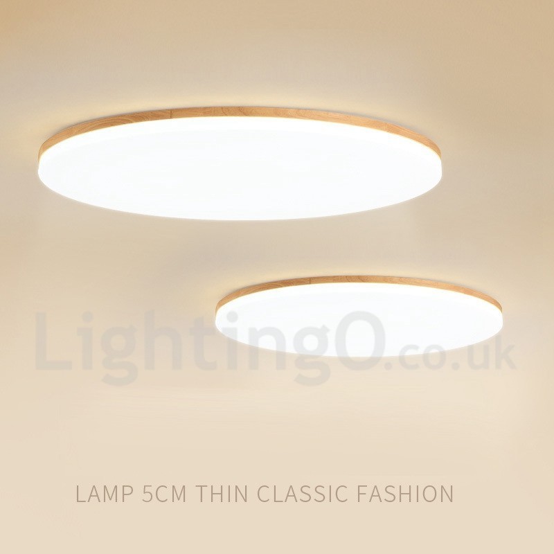 Nordisk Rund Loftslampe Enkel Moderne Massivt Træ Lampe Ultratynd Loftslampe