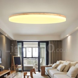 Nordisk Rund Loftslampe Enkel Moderne Massivt Træ Lampe Ultratynd Loftslampe