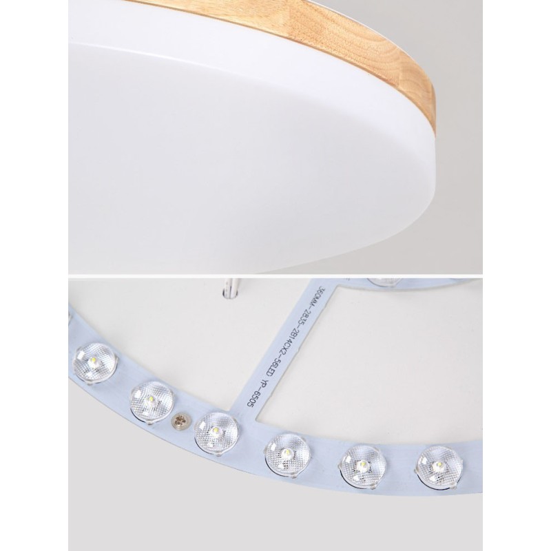 Nordisk Rund Loftslampe Enkel Moderne Massivt Træ Lampe Ultratynd Loftslampe
