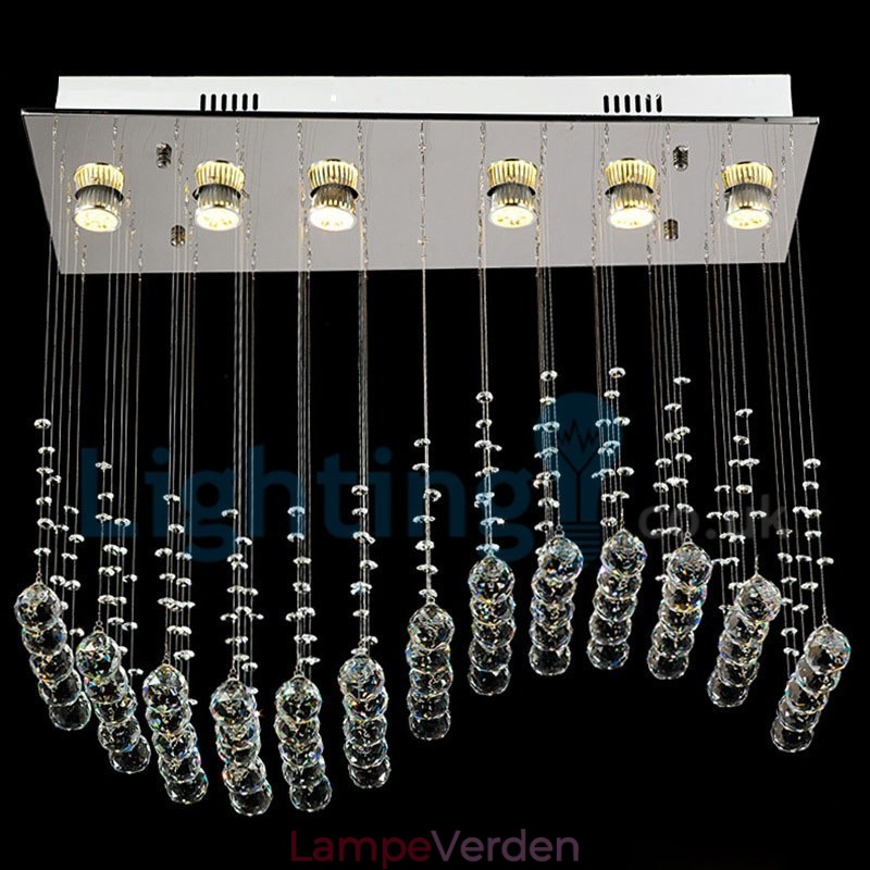 Moderne moderne lysekrone Flush-mount pendel armatur Krystal regndråbelys