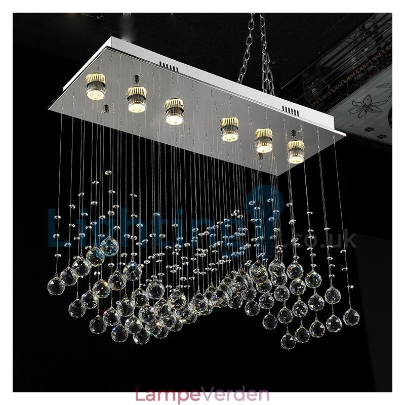 Moderne moderne lysekrone Flush-mount pendel armatur Krystal regndråbelys