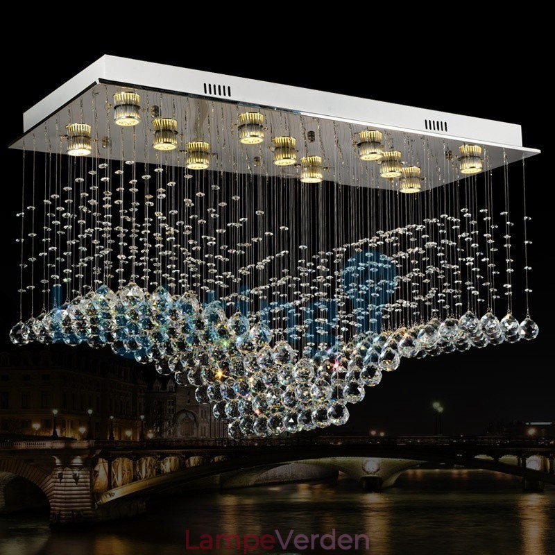 Moderne moderne lysekrone Flush-mount pendel armatur Krystal regndråbelys