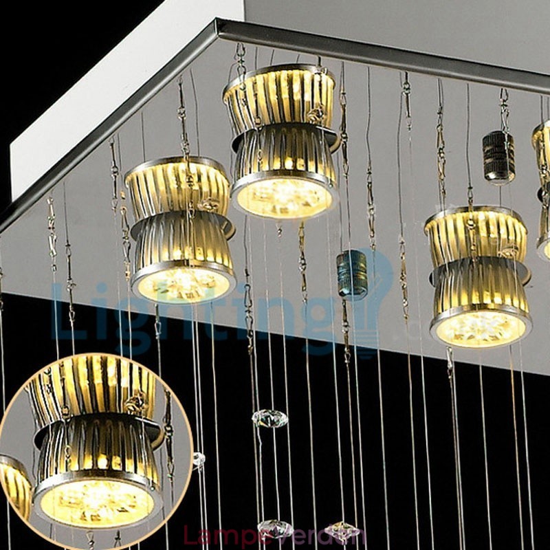 Moderne moderne lysekrone Flush-mount pendel armatur Krystal regndråbelys