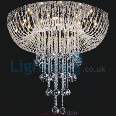 Moderne moderne lysekrone Flush-mount pendel armatur Krystal regndråbelys