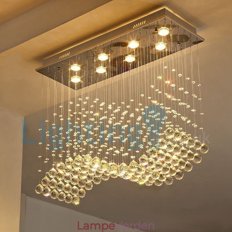 Moderne moderne lysekrone Flush-mount pendel armatur Krystal regndråbelys