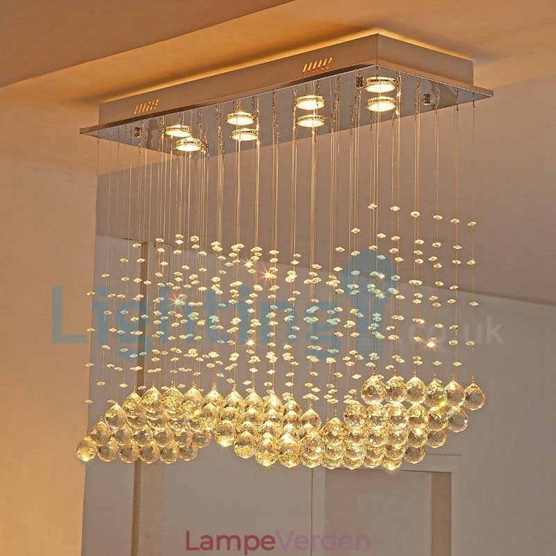 Moderne moderne lysekrone Flush-mount pendel armatur Krystal regndråbelys