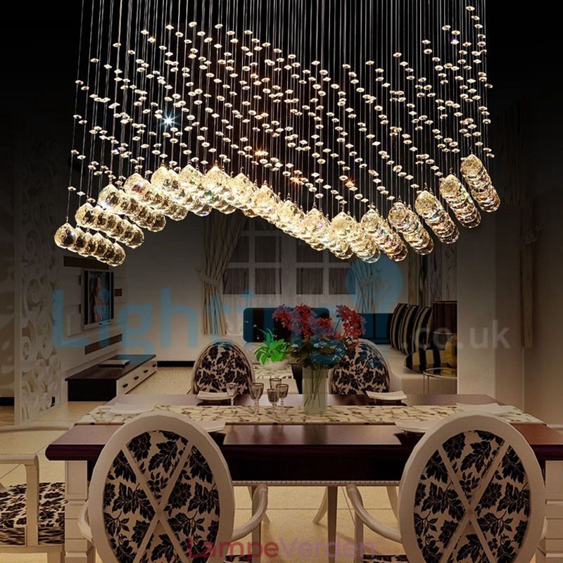 Moderne moderne lysekrone Flush-mount pendel armatur Krystal regndråbelys