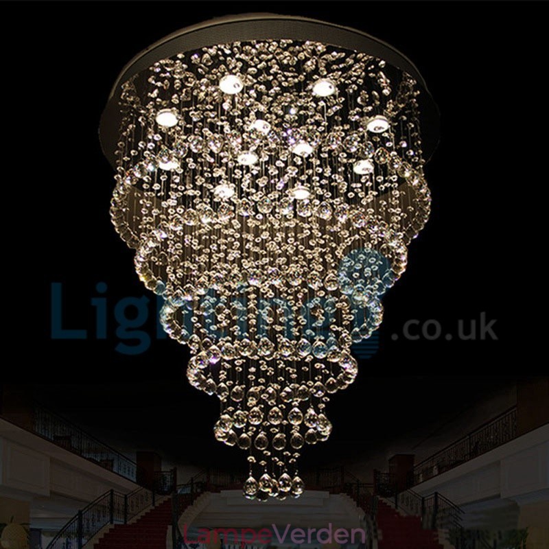 Moderne moderne lysekrone Flush-mount pendel armatur Krystal regndråbelys