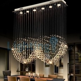 Moderne moderne lysekrone Flush-mount pendel armatur Krystal regndråbelys