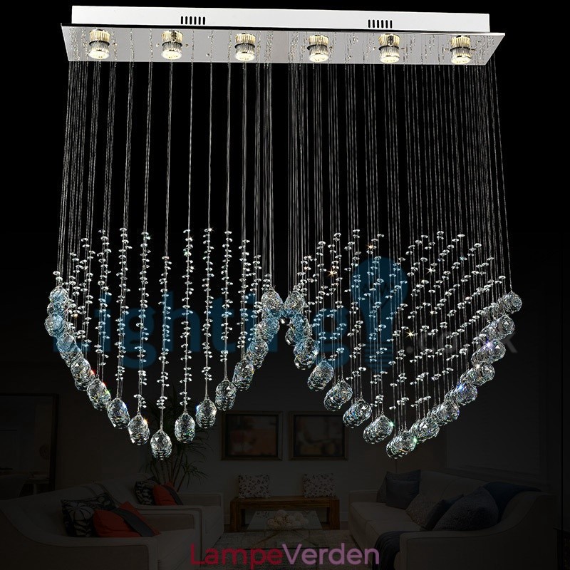 Moderne moderne lysekrone Flush-mount pendel armatur Krystal regndråbelys