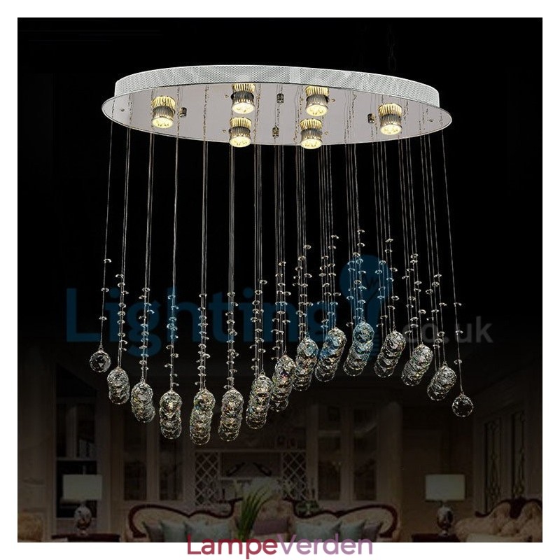 Moderne moderne lysekrone Flush-mount pendel armatur Krystal regndråbelys