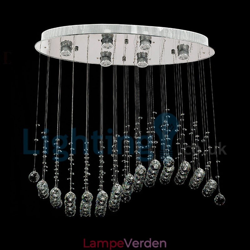 Moderne moderne lysekrone Flush-mount pendel armatur Krystal regndråbelys