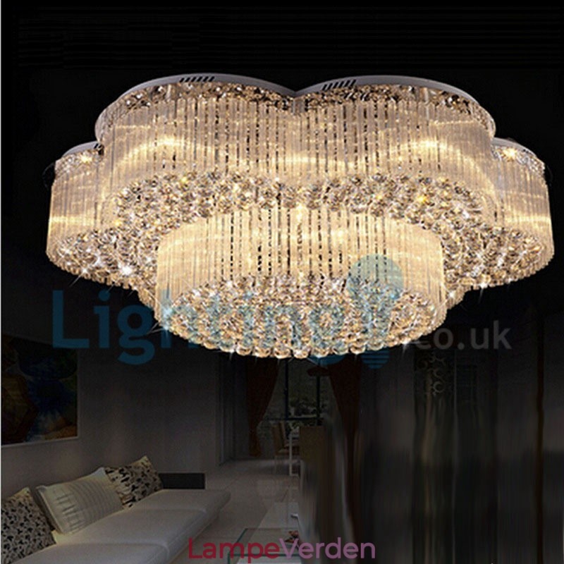 Moderne moderne lysekrone Flush-mount pendel armatur Krystal regndråbelys