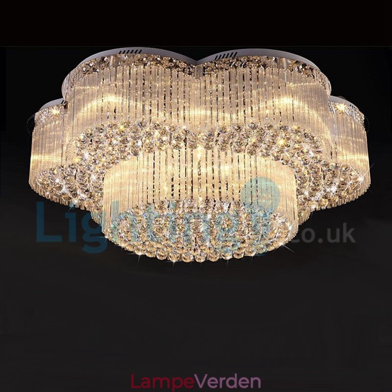 Moderne moderne lysekrone Flush-mount pendel armatur Krystal regndråbelys