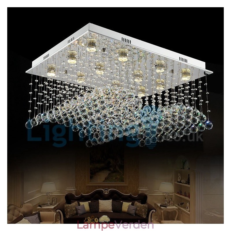 Moderne moderne lysekrone Flush-mount pendel armatur Krystal regndråbelys