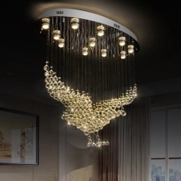 Moderne moderne lysekrone Flush-mount pendel armatur Krystal regndråbelys