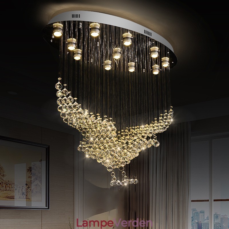 Moderne moderne lysekrone Flush-mount pendel armatur Krystal regndråbelys