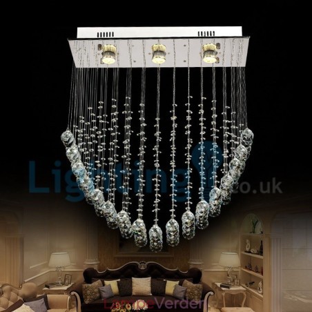 Moderne moderne lysekrone Flush-mount pendel armatur Krystal regndråbelys Moderne moderne lysekrone Flush-mount pendel armatur Krystal regndråbelys