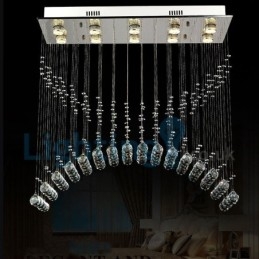 Moderne moderne lysekrone Flush-mount pendel armatur Krystal regndråbelys