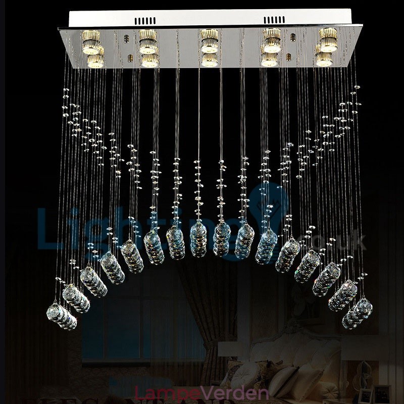 Moderne moderne lysekrone Flush-mount pendel armatur Krystal regndråbelys