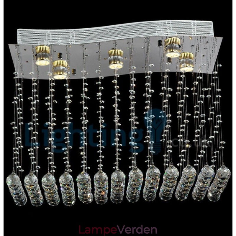 Moderne moderne lysekrone Flush-mount pendel armatur Krystal regndråbelys