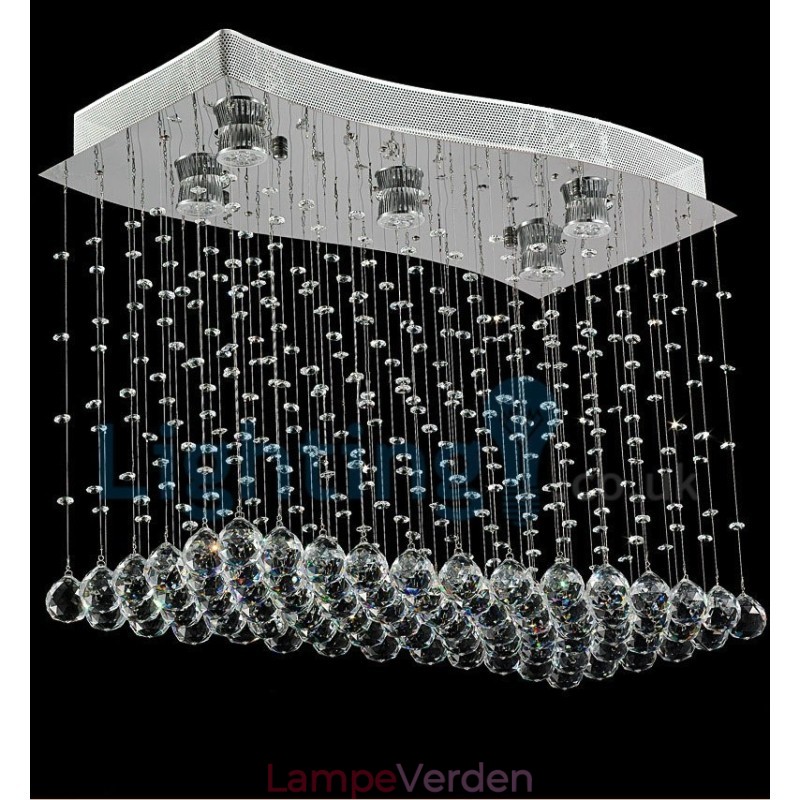 Moderne moderne lysekrone Flush-mount pendel armatur Krystal regndråbelys