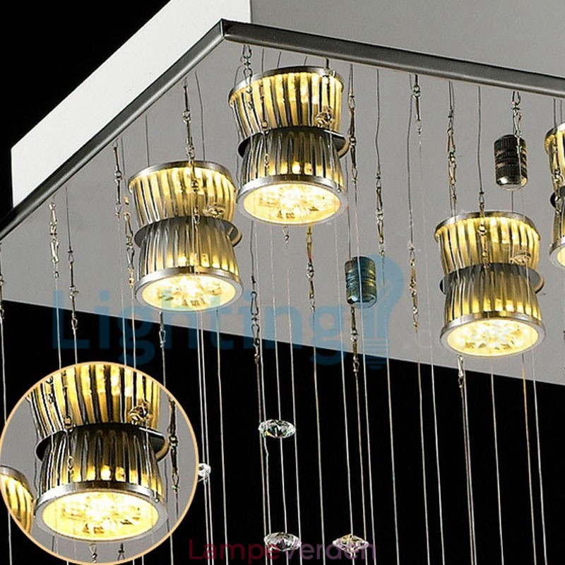 Moderne moderne lysekrone Flush-mount pendel armatur Krystal regndråbelys