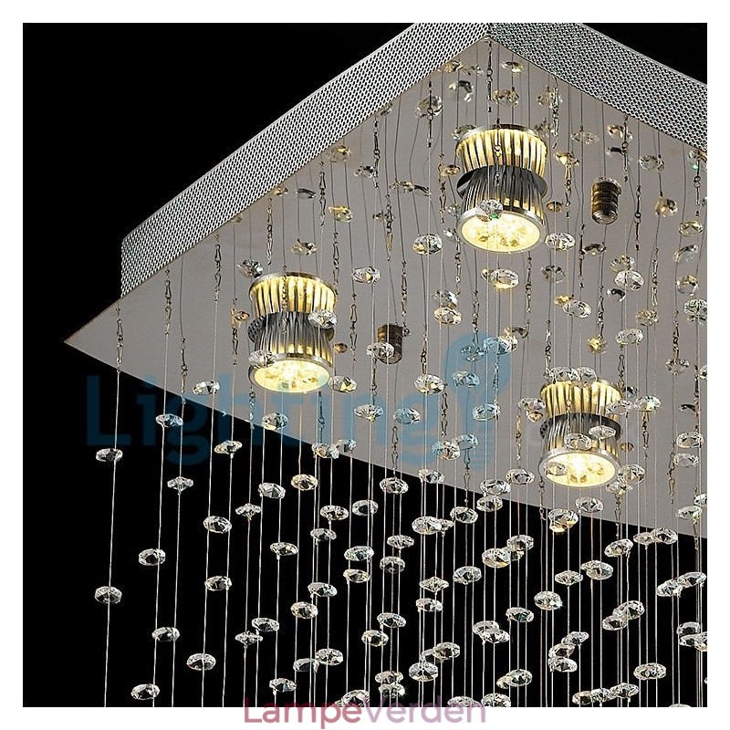 Moderne moderne lysekrone Flush-mount pendel armatur Krystal regndråbelys